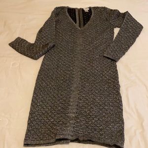 Cache Black and Silver Shimmery Cocktail Dress